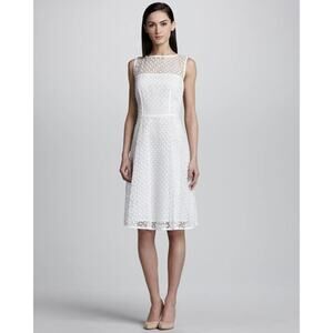 Escada White Lace Cut Out A-Line Dress Knee Length Tank Womens Small Bridal 34